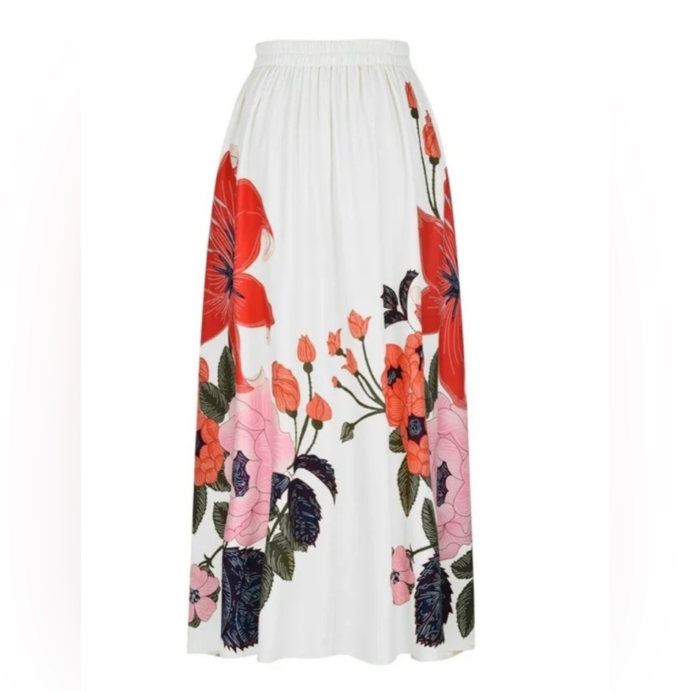 NWOT Vibrant Floral Print High-Waist Flowy Maxi Skirt Large - Picture 4 of 10